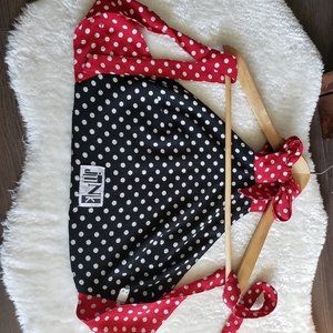 JUNK - Red/Blk Backless crop top with White Polka dots - Size (s)